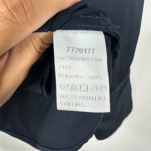 2/$30 MOTF Satin Contrasted Button-Down Shirt Deep Blue XS #BAG12 - Picture 6 of 7